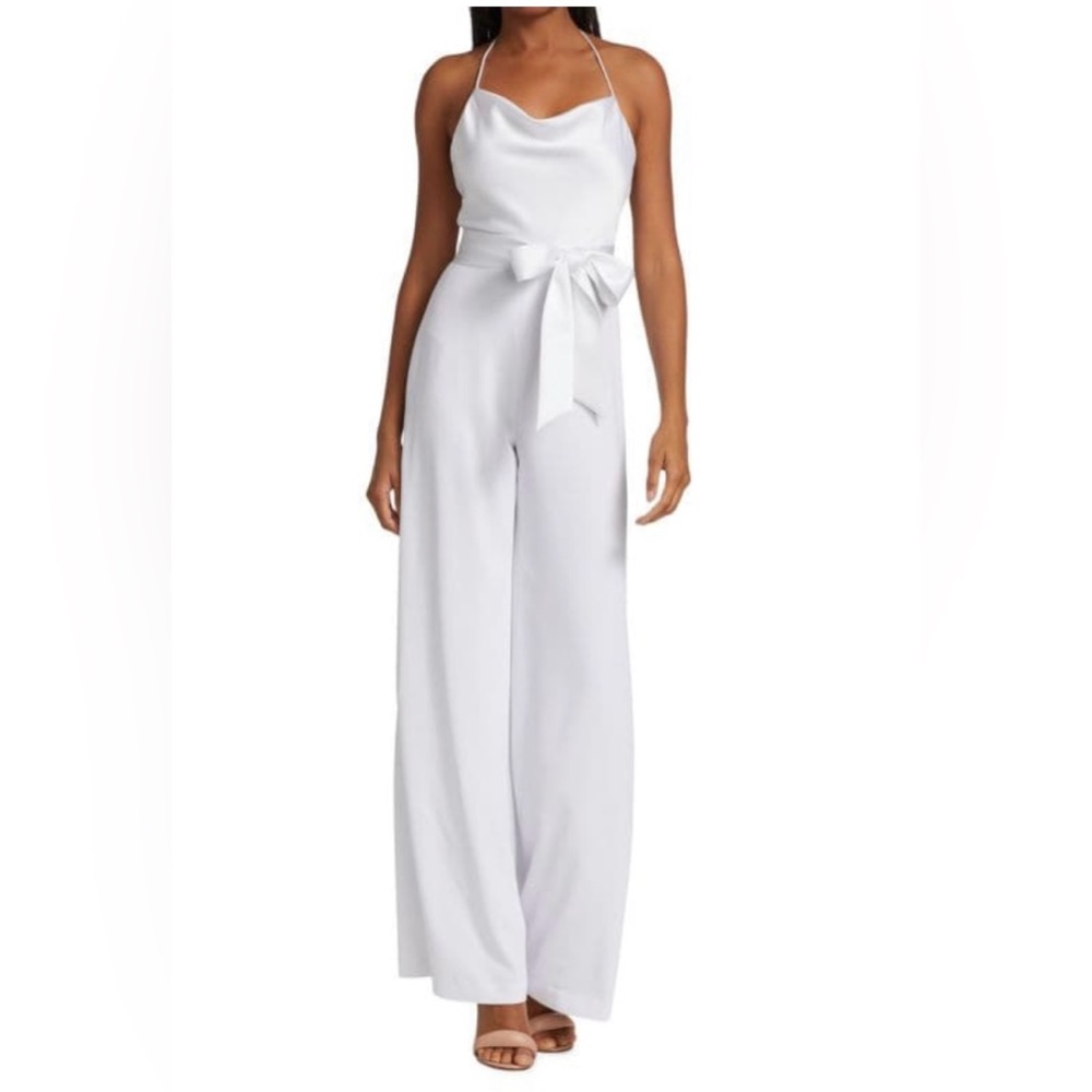 Alice and Olivia Primrose Satin Halter Jumpsuit